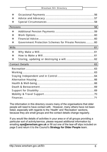 50+ Directory - PDF version 631Kb - Wrexham County Borough ...