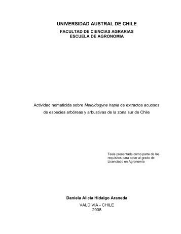 Actividad nematicida sobre Melidogyne hapla de extractos acuosos ...