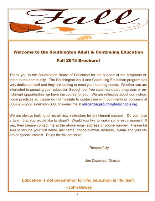 the brochure. - Southington Public Schools