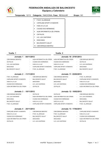 Calendario Primera Nacional 12/13 - CDB Enrique Benitez