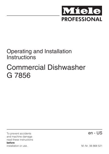 Commercial Dishwasher G 7856 - Miele.ca