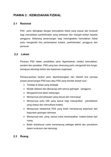 Piawaian 2 Kemudahan Fizikal - Portal Sumber Pendidikan