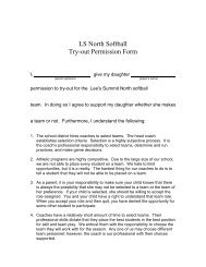 LS North Softball Try-out Permission Form