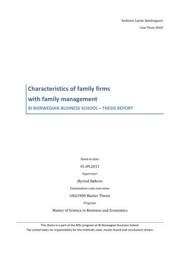 Characteristics of family firms with family management