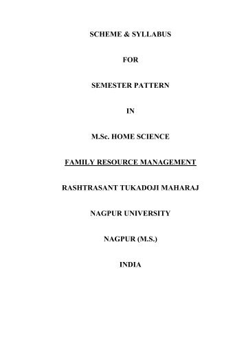 M.Sc. (Home science) Family Resource Management