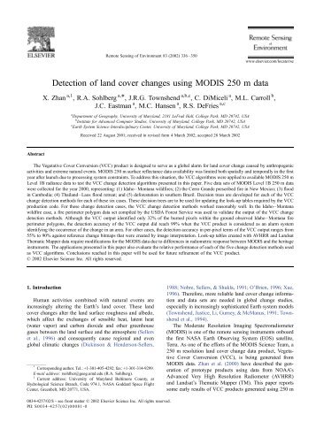 Detection of land cover changes using MODIS 250 m data