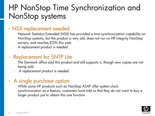 HP NonStop Time Synchronization presentation