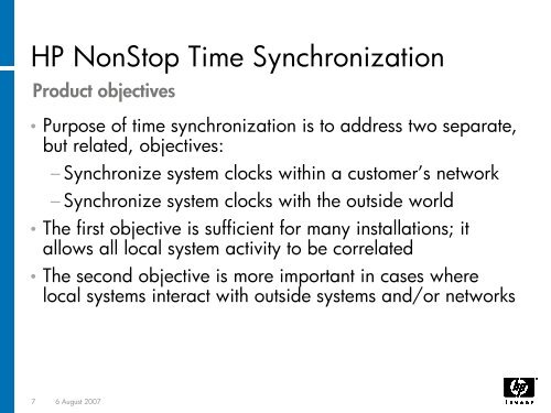 HP NonStop Time Synchronization presentation