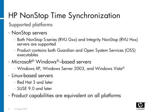 HP NonStop Time Synchronization presentation