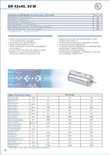 Kollektor-Gleichstrommotoren Baureihe GR/G - Dunkermotoren