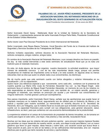 Leer las palabras del Lic. Javier PÃ©rez Almaraz, Presidente de la ...