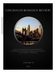 Volume 32 (2011) - Cincinnati Romance Review