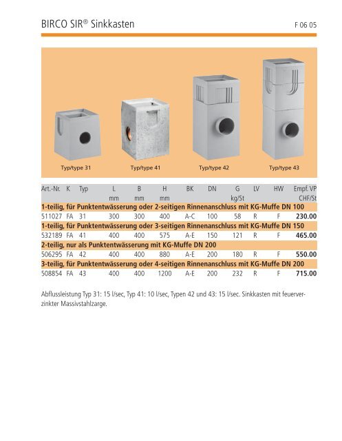 BIRCO PLUSÂ® Rinne NW 100 - Bieri Baumaterial AG