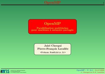 OpenMP OpenMP - idris