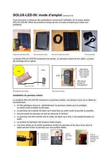 SOLUX-LED-50: mode d'emploi (version 2.0)