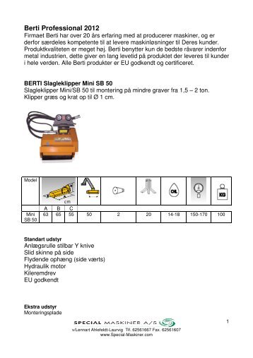 Berti Professional 2012 - Special Maskiner A/S