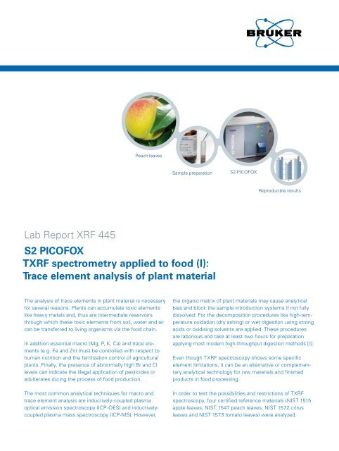 Trace element analysis of plant material Lab Report XRF 445 - Bruker