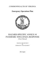 hazard-specific annex #4 pandemic influenza response - Virginia ...