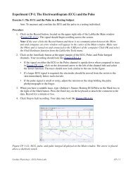 Experiment CP-1: The Electrocardiogram (ECG) and the Pulse - iWorx