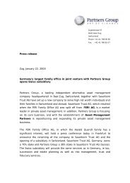 Press release Zug, January 22, 2003 Germany's largest family office ...