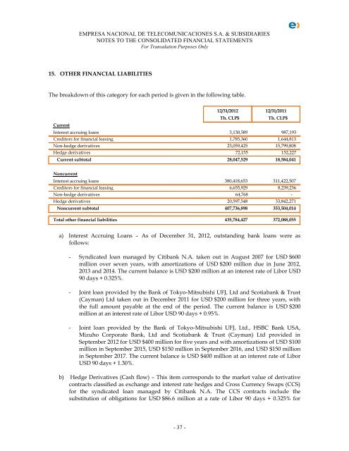 Financial Statements - Entel