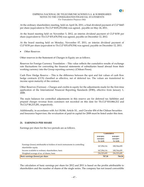 Financial Statements - Entel