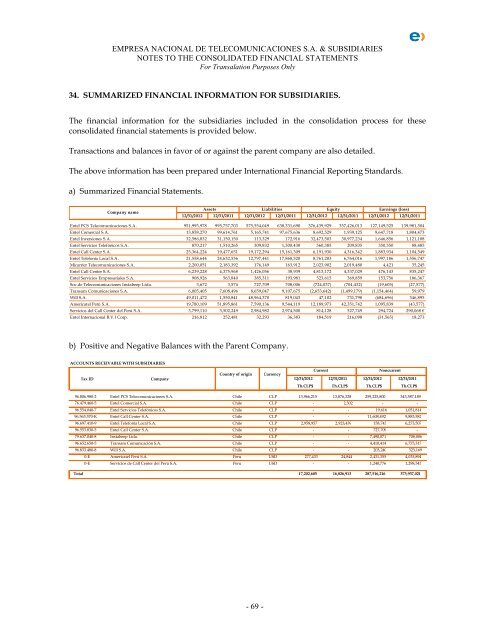 Financial Statements - Entel