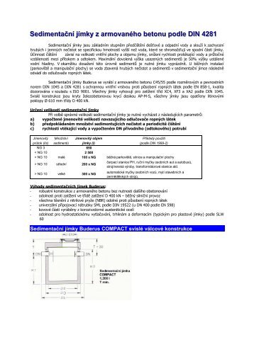 SedimentaÄnÃ­ jÃ­mky z armovanÃ©ho betonu podle DIN 4281