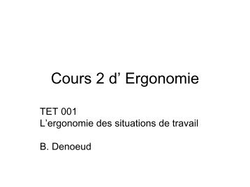 Cours Ergo2 - Ergonomie