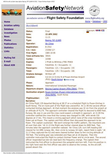 ASN Aircraft accident description Boeing 767-2J6ER B ... - Leonardo