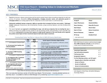 ESG Issue Report: Creating Value in Underserved Markets ... - MSCI