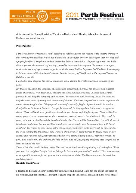 donka: a letter to chekhov - 2011 - Perth International Arts Festival