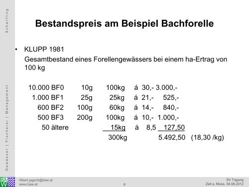 Preisgestaltung von wichtigen Leit- und Begleitfischarten