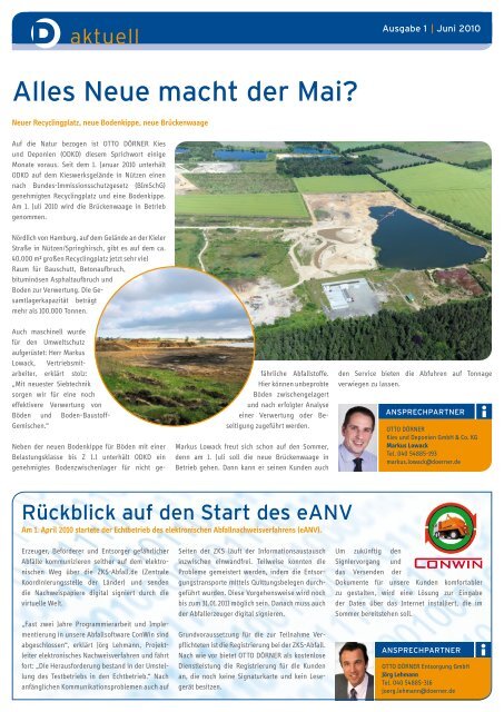 Newsletter 01/2010 - Otto Dörner Unternehmensgruppe