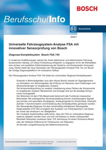 Universelle Fahrzeugsystem-Analyse FSA mit innovativer - Bosch