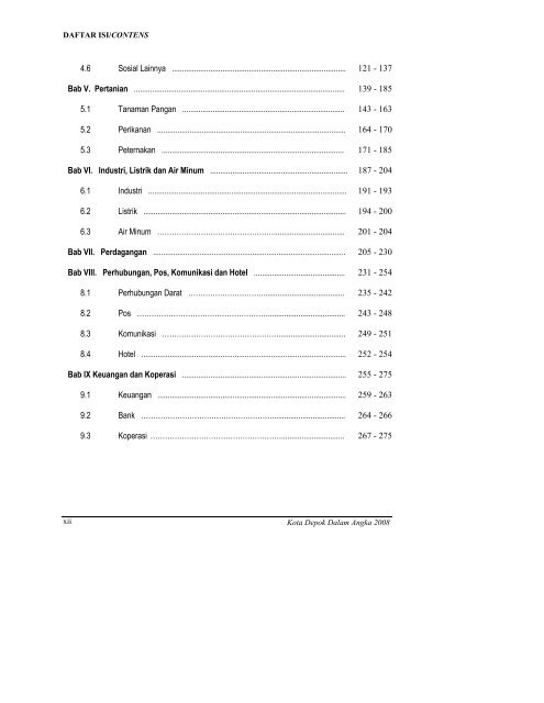 daftar tabel - Bappeda Depok - Pemerintah Kota Depok