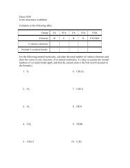 Chem 1020 Lewis structures worksheet Complete in the following ...