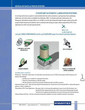Rack and Pinion Lubrication System - Andantex USA Inc.