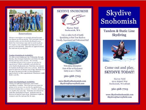 Skydiving Brochure (PDF) - Skydive Snohomish