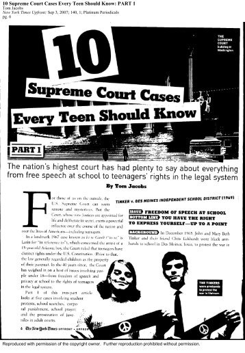 10 Supreme Court Cases Every Teen Should Know: PART 1