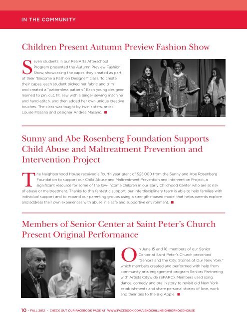 Fall 2012 Newsletter - Lenox Hill Neighborhood House