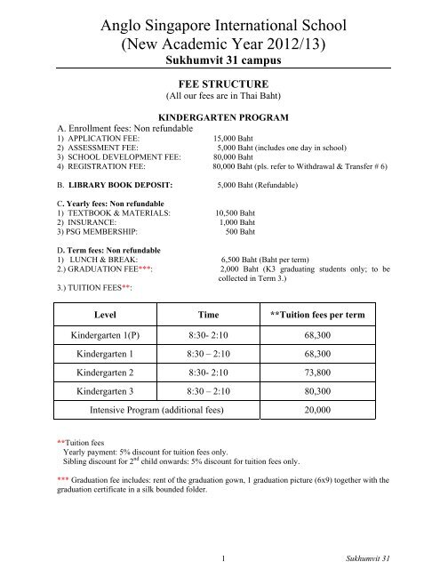 Anglo Singapore International School (New Academic Year 2012/13)