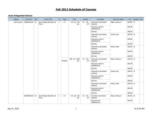 Fall 2012 Schedule of Courses - Scripps College