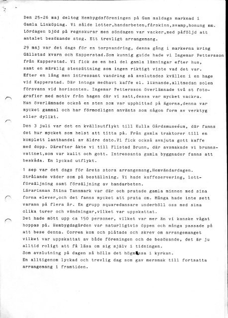 Verksamhetsberättelse för år 1991 - Gammalkils Hembygdsförening