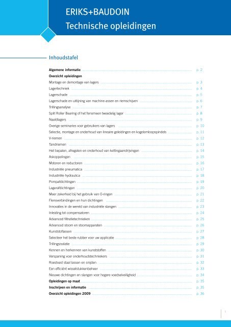 ERIKS+BAUDOIN Technisch opleidingscenter Programma 2009