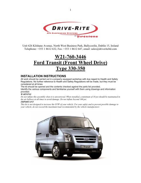 W21-760-3446 Ford Transit (Front Wheel Drive) Type 330-350