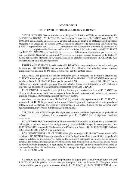 MODELO NÂº 25 CONTRATO DE PRENDA GLOBAL Y FLOTANTE ...