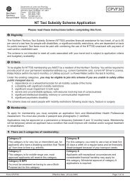 NT Taxi Subsidy Scheme Application - Department of Transport