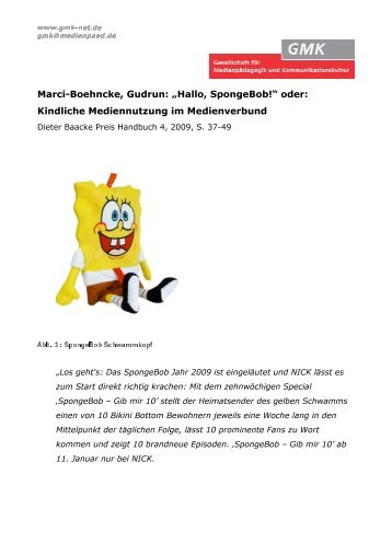 Marci-Boehncke, Gudrun: „Hallo, SpongeBob!“ oder: Kindliche ...