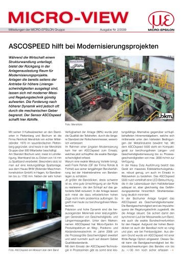 Branchen-News "MICRO-VIEW", Ausgabe 2/2009: ASCOSPEED ...